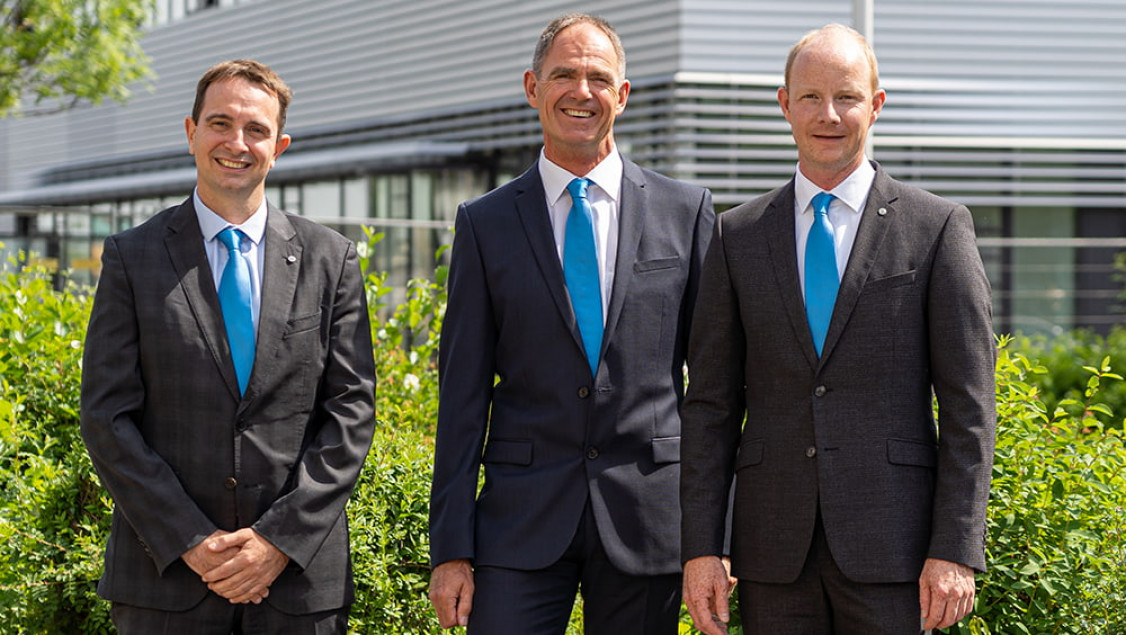 Wechsel Geschäftsführung SKZ und ASO  Dr. Benjamin Baudrit, Prof. Martin Bastian und Dr. Thomas Hochrein (v.l.n.r.) - © SKZ
