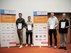 Die vier Sieger des Wettbewerbes Jugend schweißt des Bezirksverbandes Flensburg-Kiel