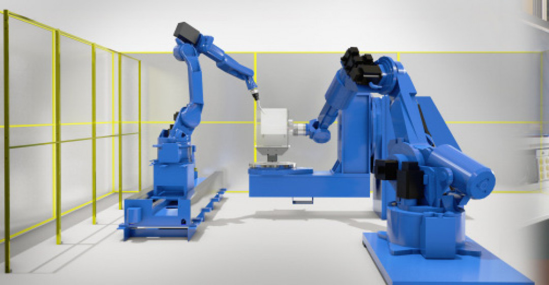 Schweißprogramm in der OLP-Software _links_ und physisches Schweißen in der Werkstatt _rechts__WEB_edited