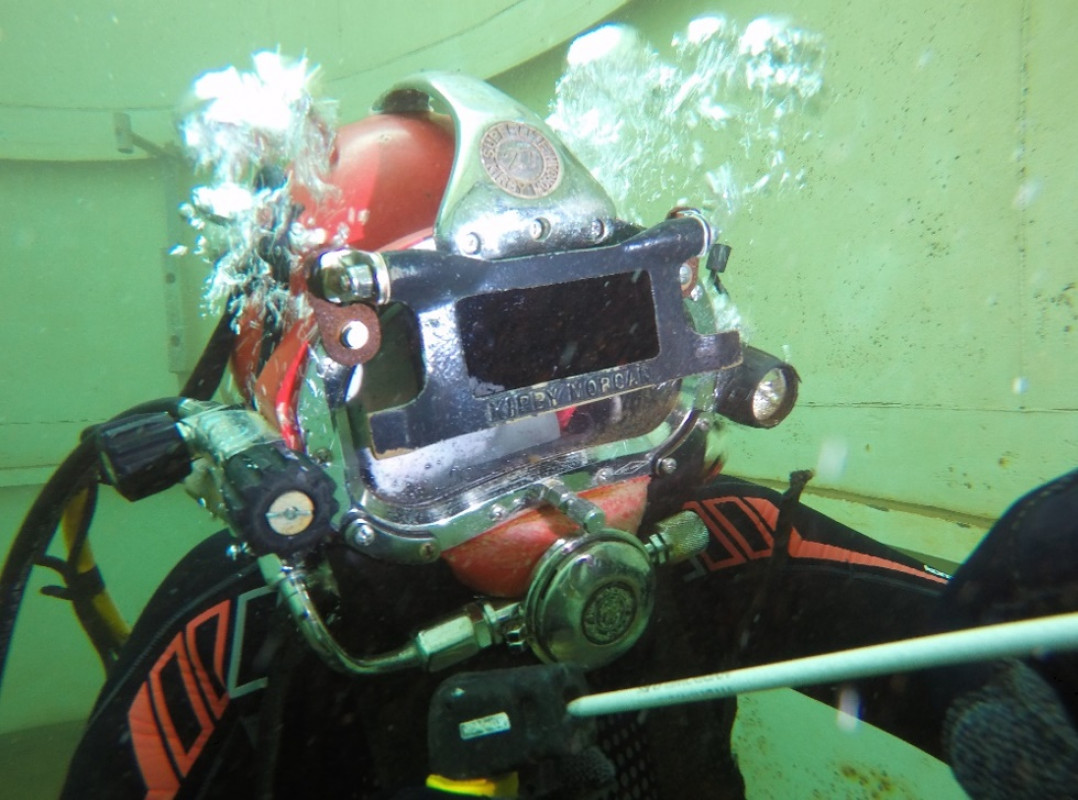 Playing in the training tank