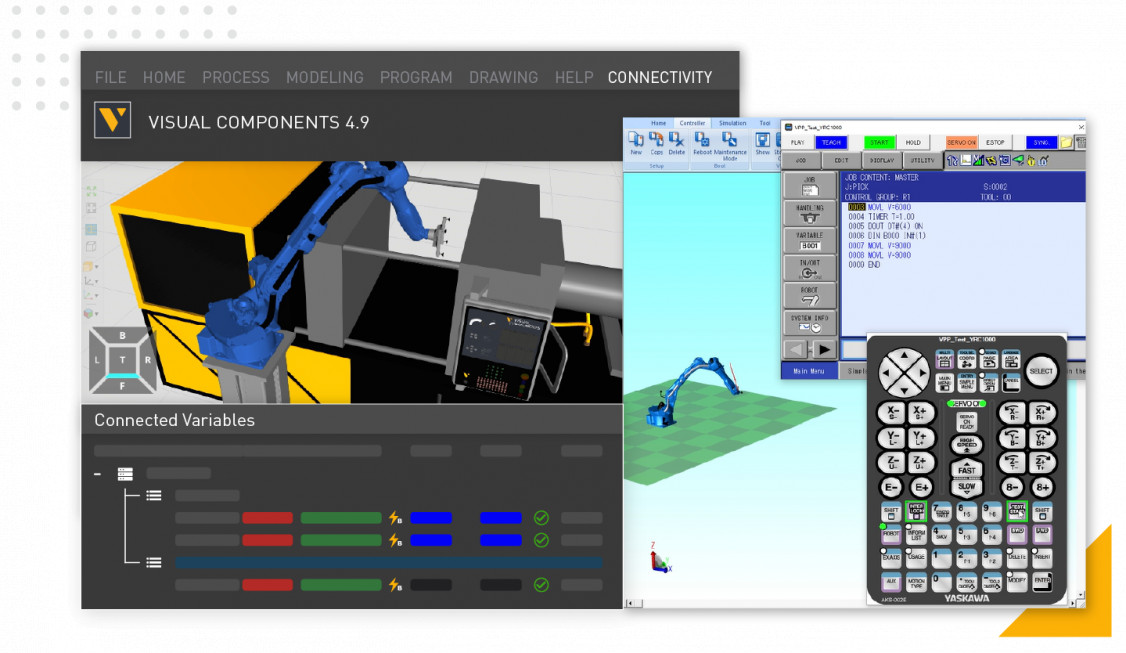 Visual Components 4.9 verbessert die Konnektivität mit Kawasaki- und Yaskawa-Robotern 