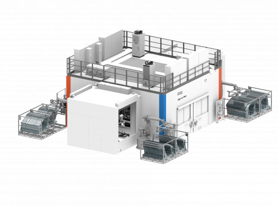 Giga Laser Next with input and output racks on opposite sides