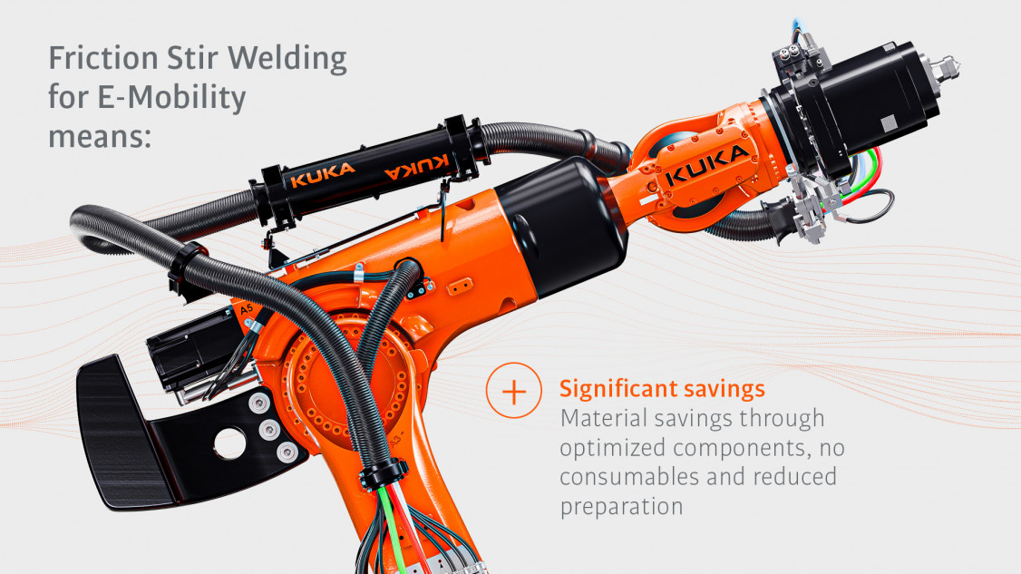 FSW bietet hohes Einsparpotenzial, von der Materialeinsparung durch Bauteiloptimierung über fehlende Verbrauchsmaterialien wie Schutzgas und Fülldraht bis zur Einsparung einer umfangreichen Kantenvorbereitung - © KUKA