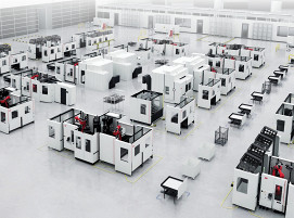 Das Smart FMS (flexible manufacturing system) von Schwäbische Werkzeugmaschinen ermöglicht eine flexible Werkstückbearbeitung.
