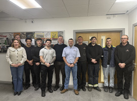 Some of the 37 employees supported through Wall Colmonoy Ltd’s apprenticeship and higher education programmes, pictured with Managing Director Rob Davies.