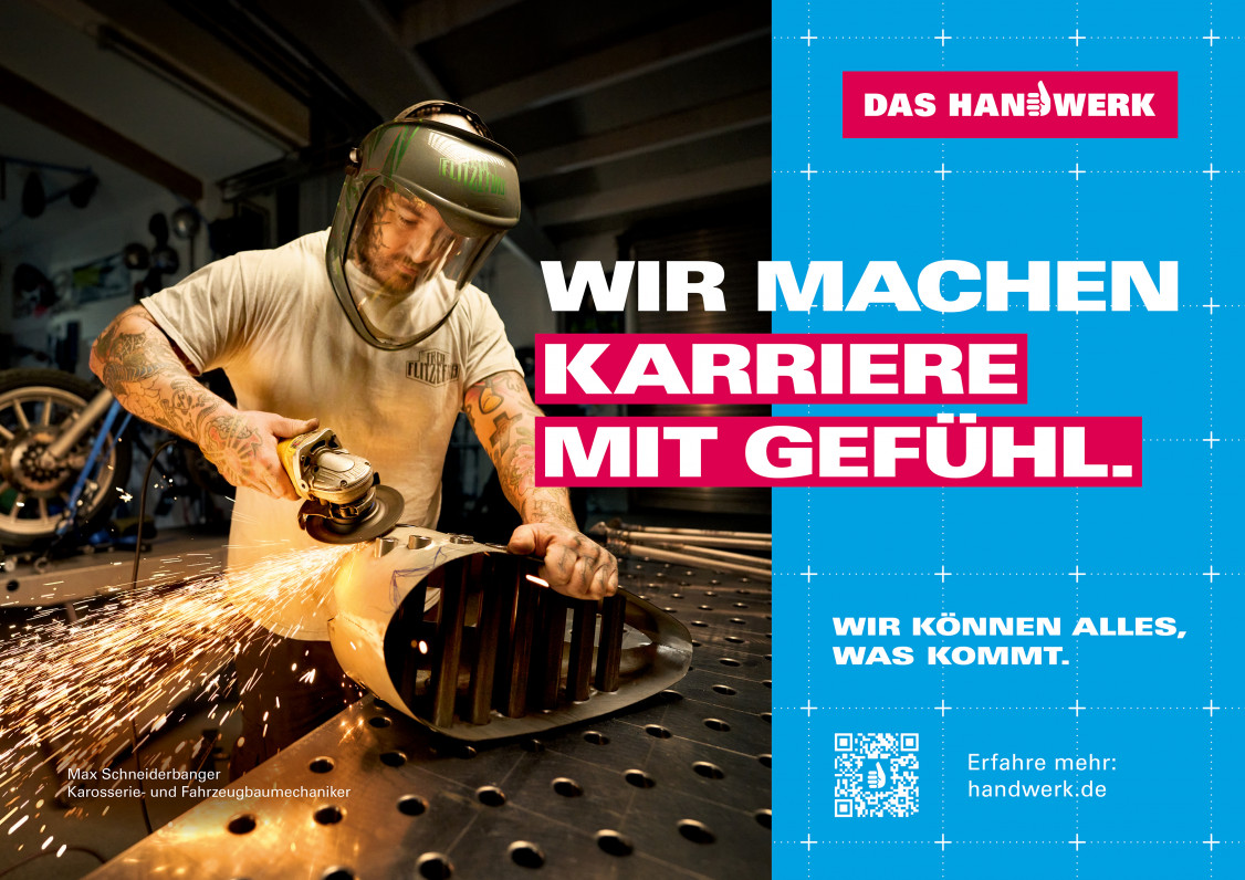 Ein Motiv der neuen Kampagne des Handwerks unter dem Motto „Wir machen Karriere mit Gefühl.“ - Deutscher Handwerkskammertag e.V.