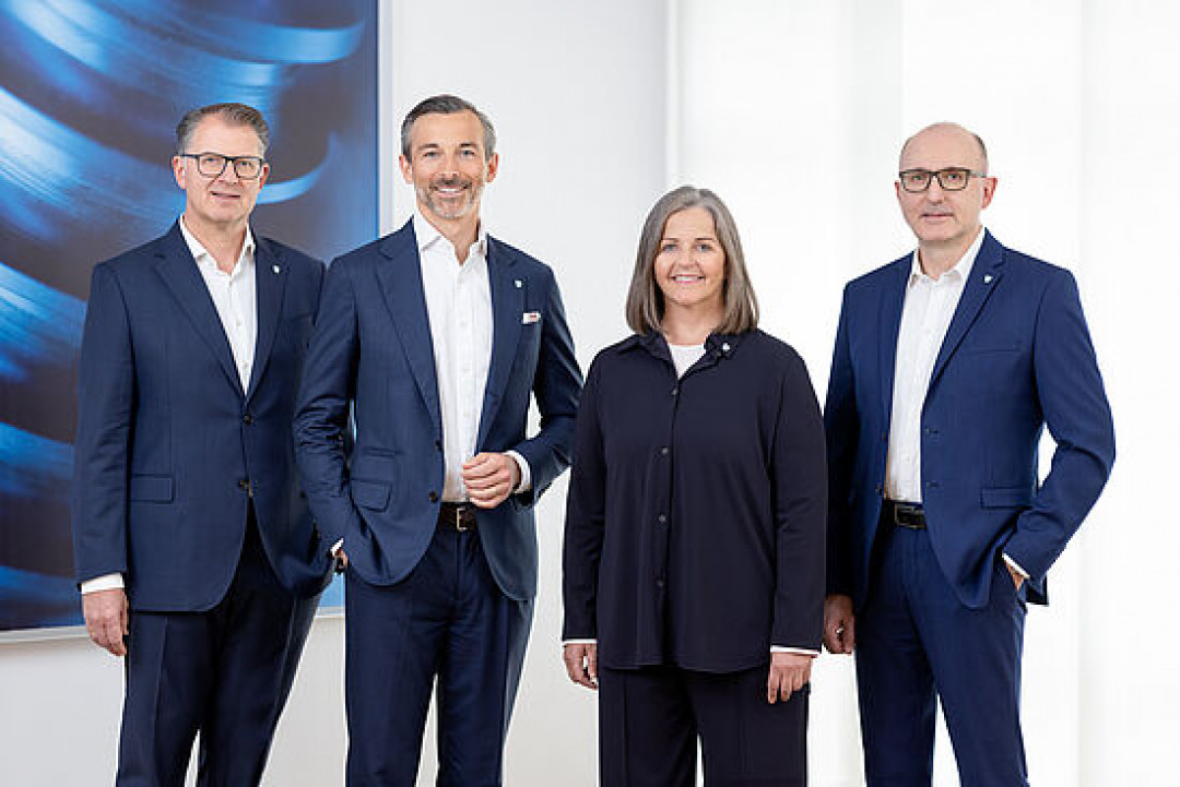 Der Vorstand der Röchling-Gruppe (von links): Martin Schüler, Raphael Wolfram, Evelyn Thome und Dr. Daniel Bühler. - © Tanja Hammel