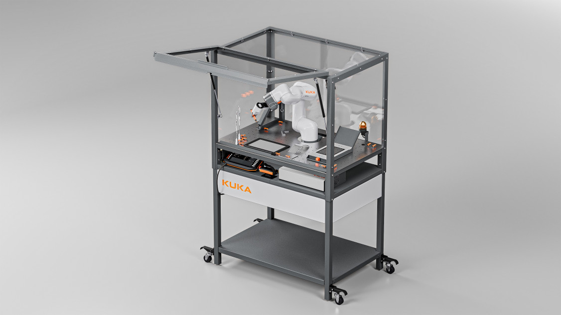 Mit der iiQKA Education Cell lite lassen sich typische Robotikaufgaben demonstrieren. - © KUKA