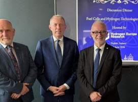 From left to right: Paul McCormack, CEO and a founding board member of Hydrogen Ireland, Minister Timmy Dooley, Ireland’s Minister of State at the Department of Climate, Energy and the Environment and Luigi Crema, President of Hydrogen Europe Research.