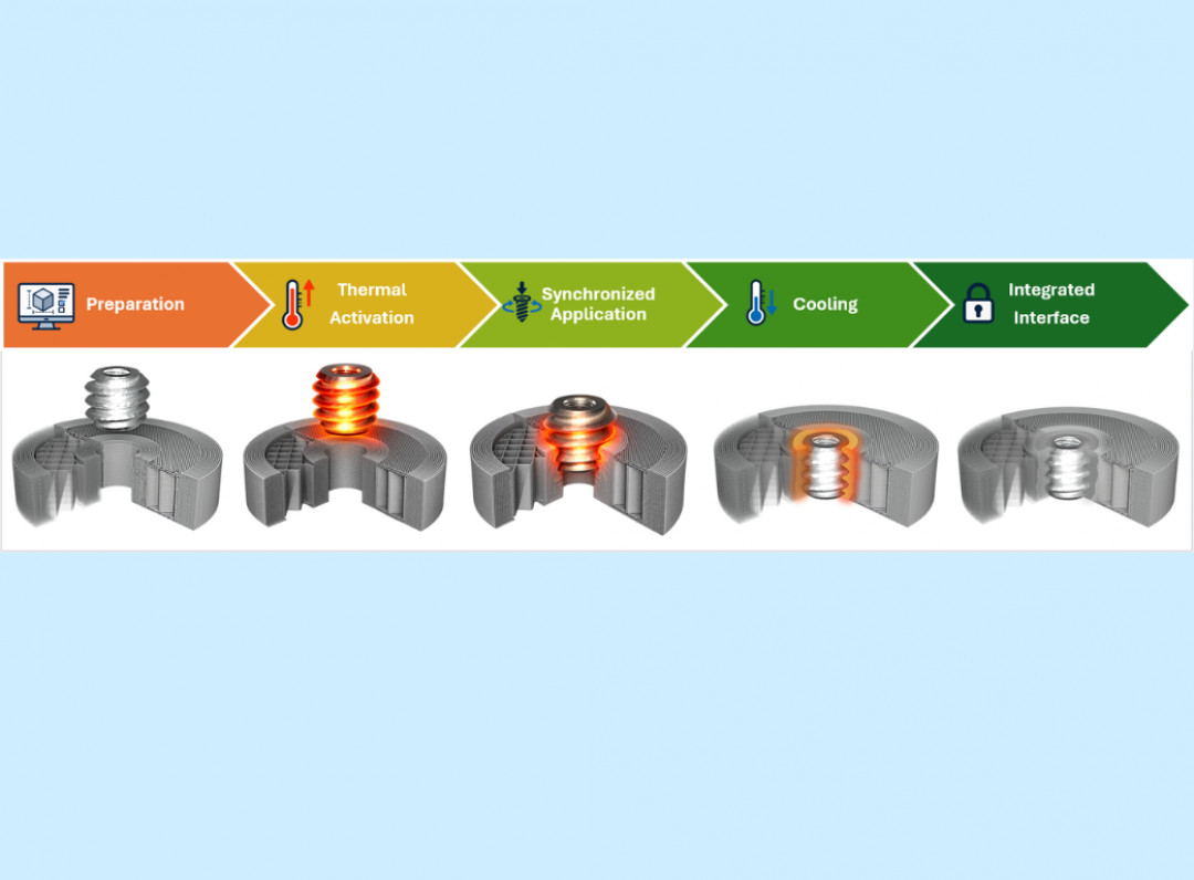 Prozessschritte der neuen thermo-mechanischen Gewindeintegration. - © TU Berlin, Fachgebiet Methoden der Produktentwicklung und Mechatronik