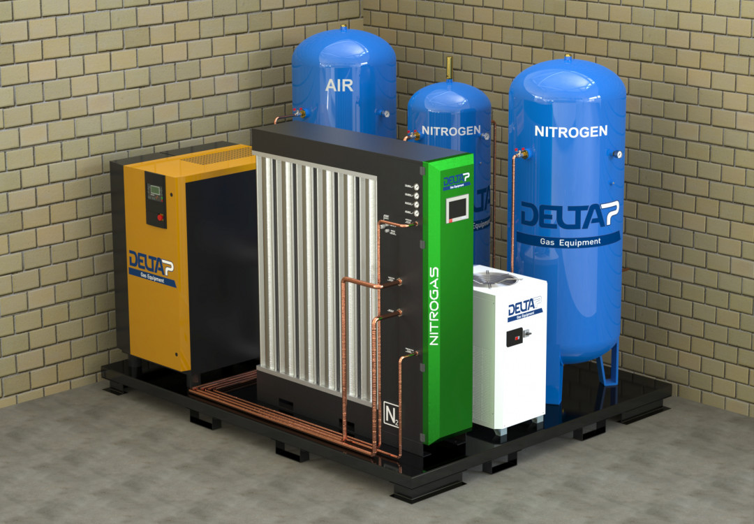 The Nitrogas NG modular nitrogen generator from GCE lowers nitrogen costs and provides the assurance of a continuous, on-premise supply of nitrogen with 95 % to 99.999 % purity and flow rates from 5 to 100 Nm3/h. - © CGE